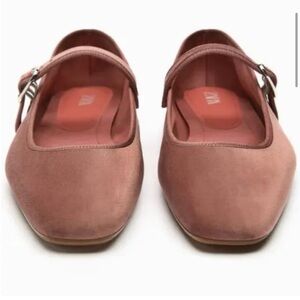 Zara Blush Velvet Flats NWOT